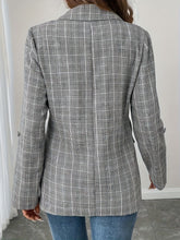 Single-Breasted Lapel Collar Plaid Blazer OutfitFlow